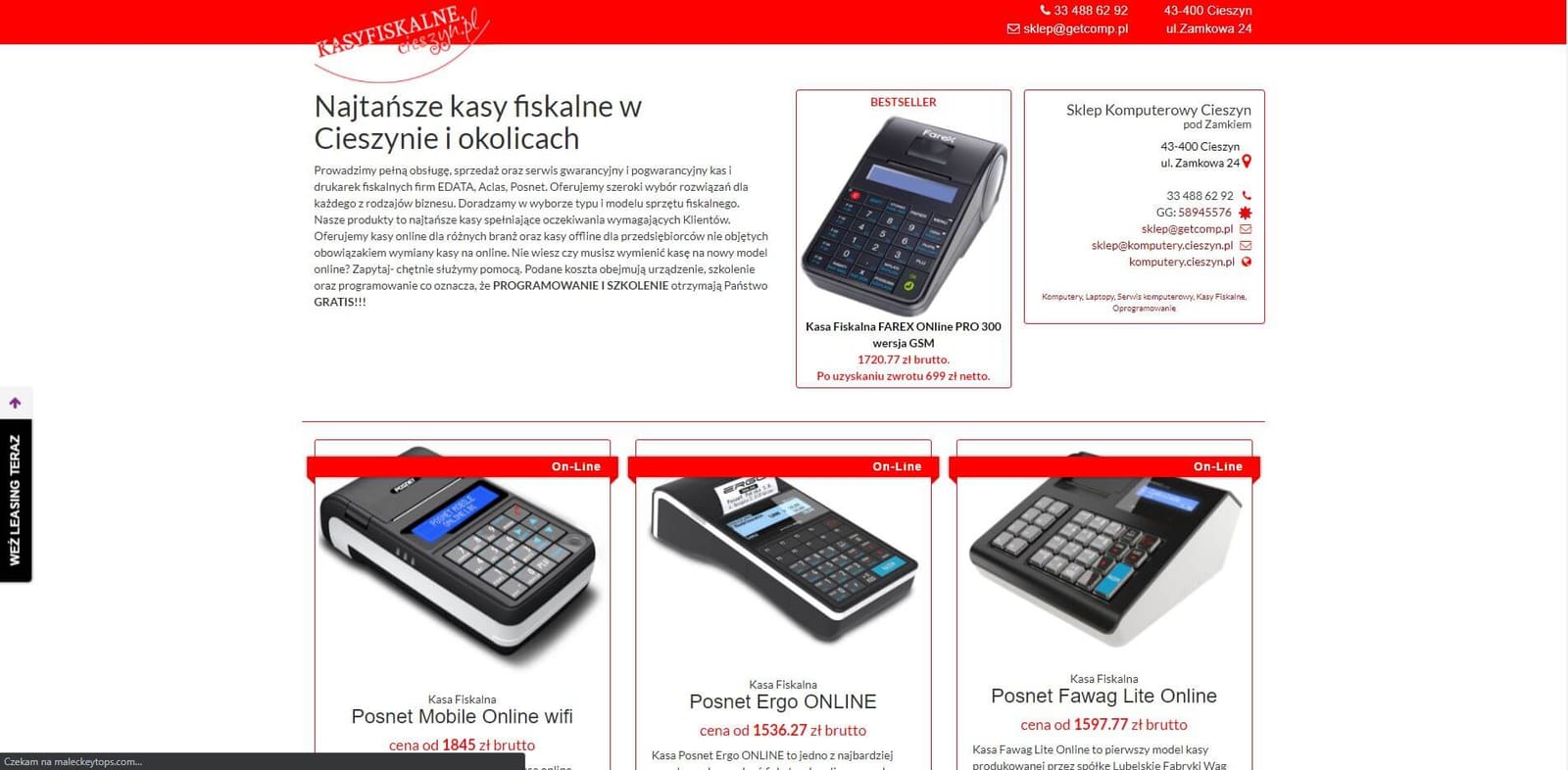 Kasy Fiskalne Cieszyn - realizacja Pozycjoner.net