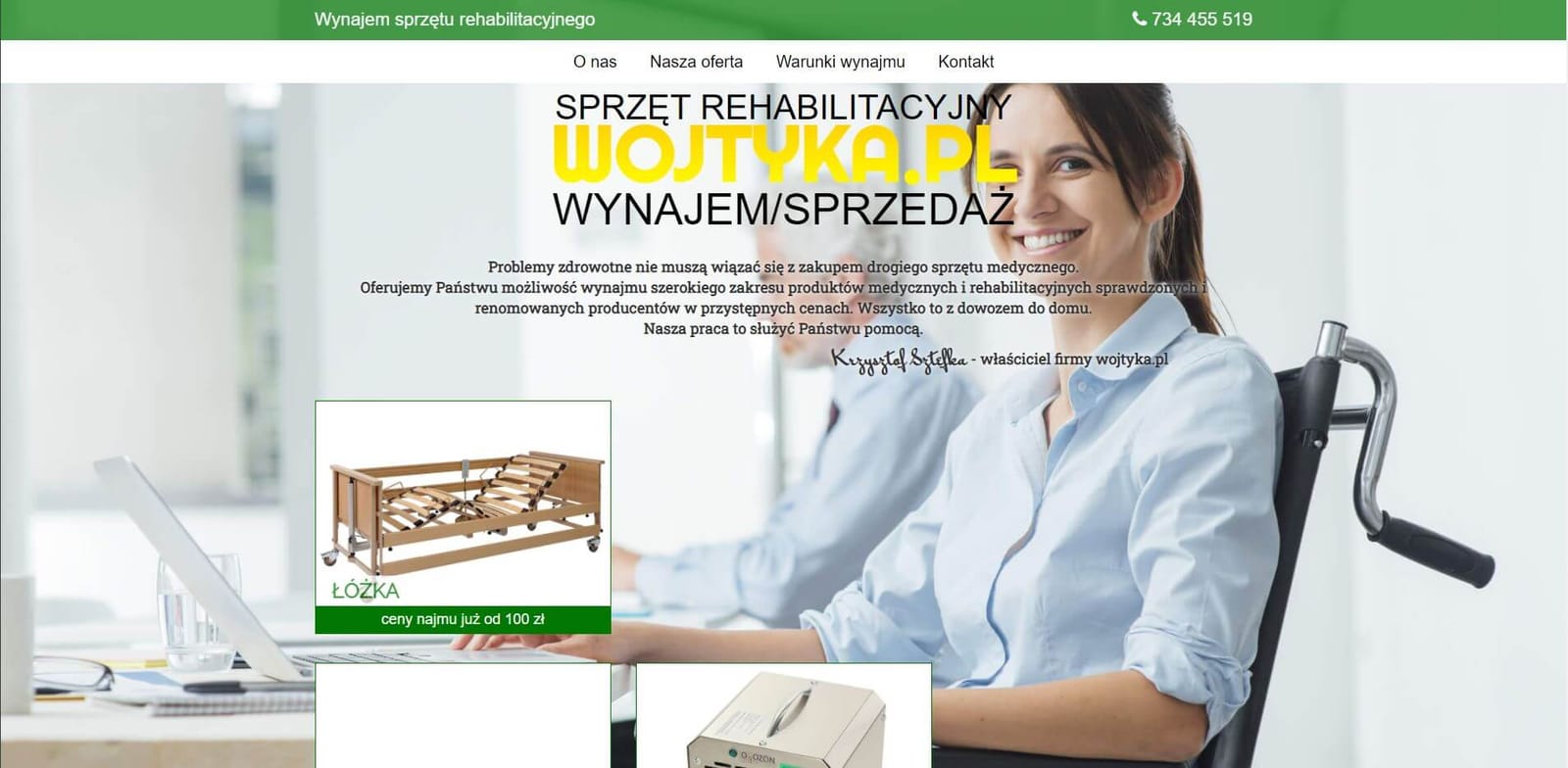Sprzęt rehabilitacyjny Wojtyka - realizacja Pozycjoner.net
